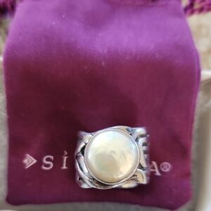 Silpada Silver Ring with White Pearl size 5